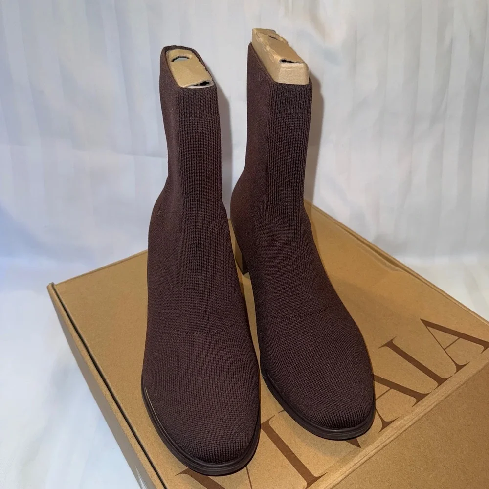 VIVAIA Knit Sock Ankle Boots Chocolate Water‎ Repellent Size 9-9.5 EU40.5